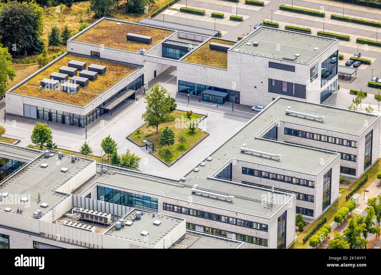 Vue aérienne, Université des sciences appliquées de Hamm-Lippstadt, HSHL, campus de Hamm, chantier et nouveau bâtiment WissenschaftQuartier SCI:Q Science Banque D'Images