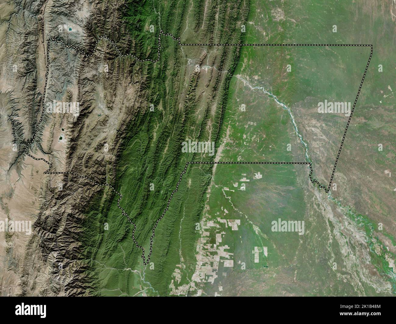 Tarija, département de Bolivie. Carte satellite haute résolution Banque D'Images