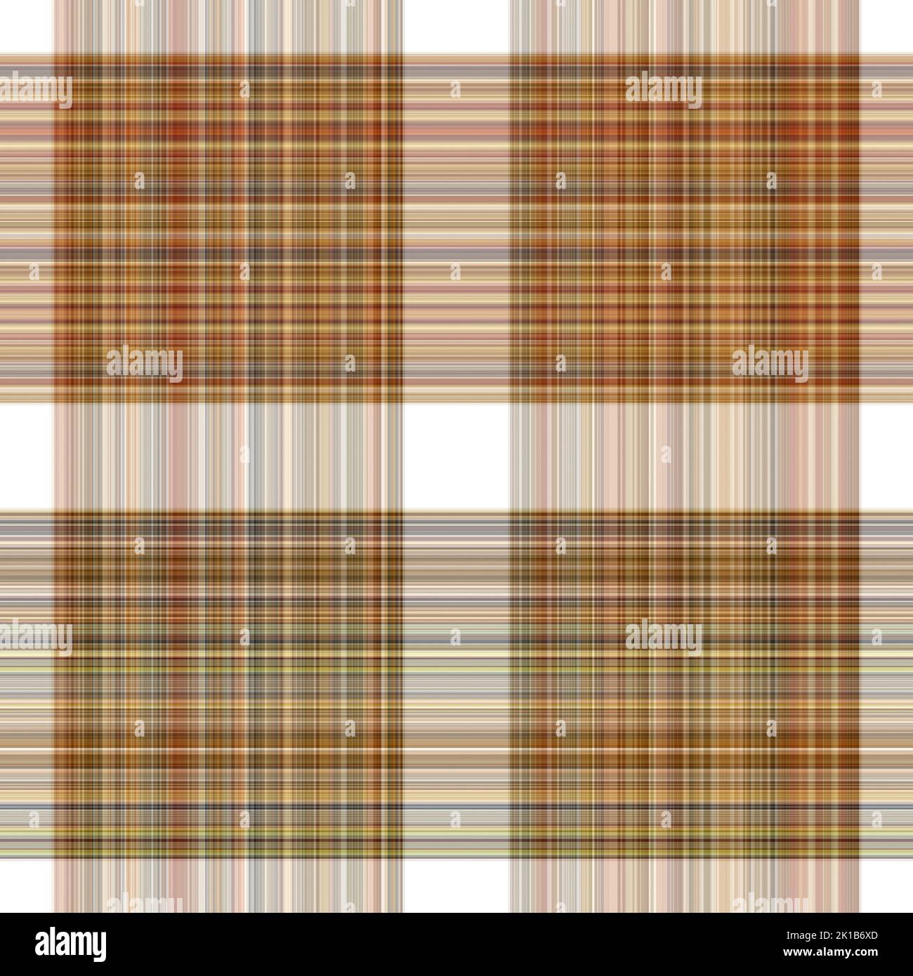 Tissu écossais blanc forêt à motif sans couture. Motif écossais de forêt automnale ton sur ton avec texture organique. Arrière-plan de bande orange pour papier peint rugueux. Banque D'Images
