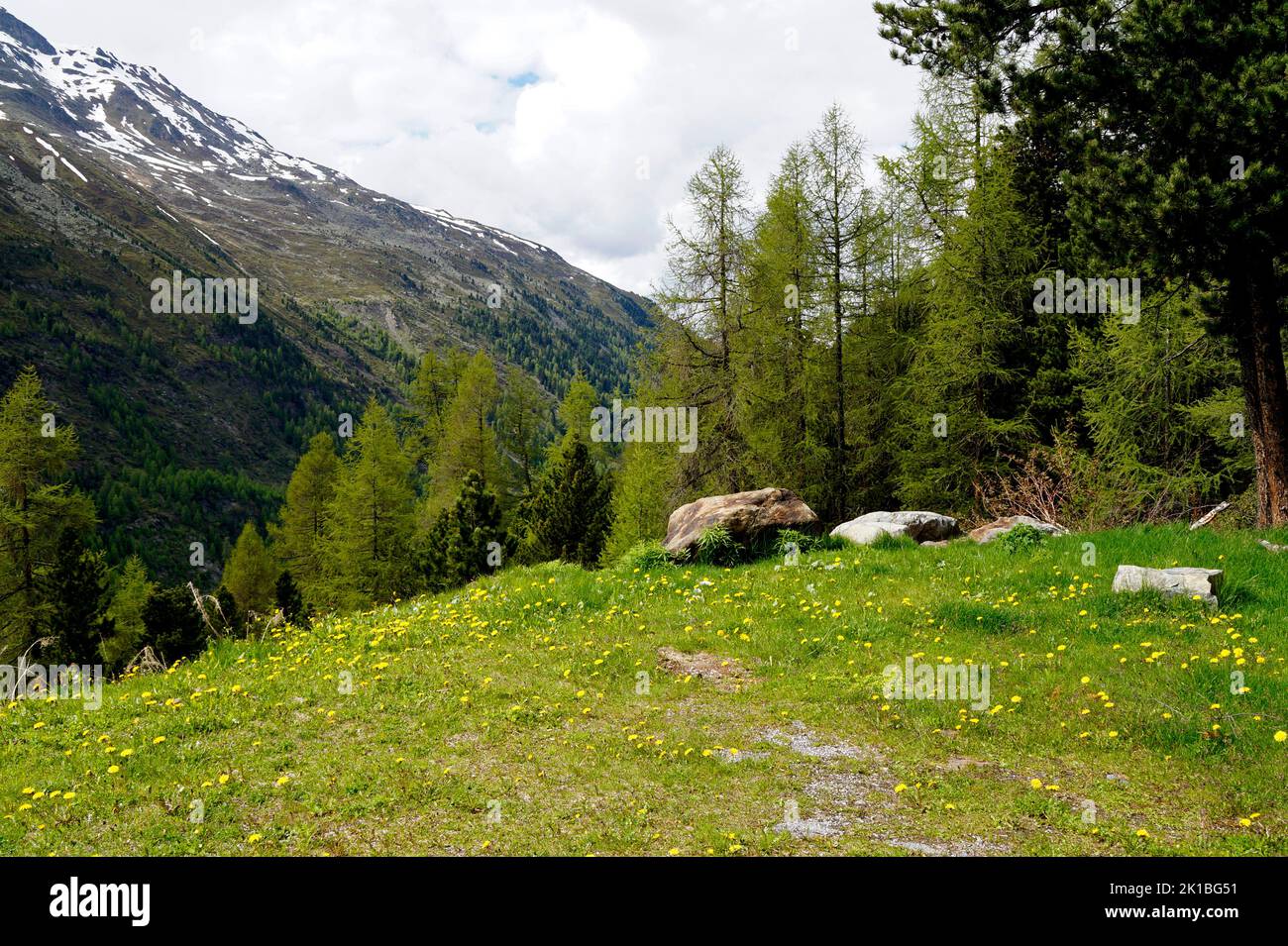 Nature pittoresque du col de montagne Timmelsjoch reliant la vallée d'Oetztal dans l'État autrichien du Tyrol à la vallée de Passeier dans la province italienne de Sout Banque D'Images