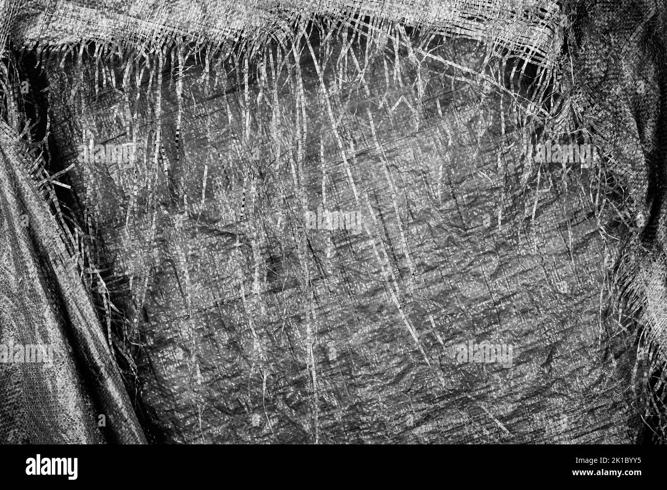 Bâche en plastique bleu, vue en noir et blanc, studio photographique, France Banque D'Images