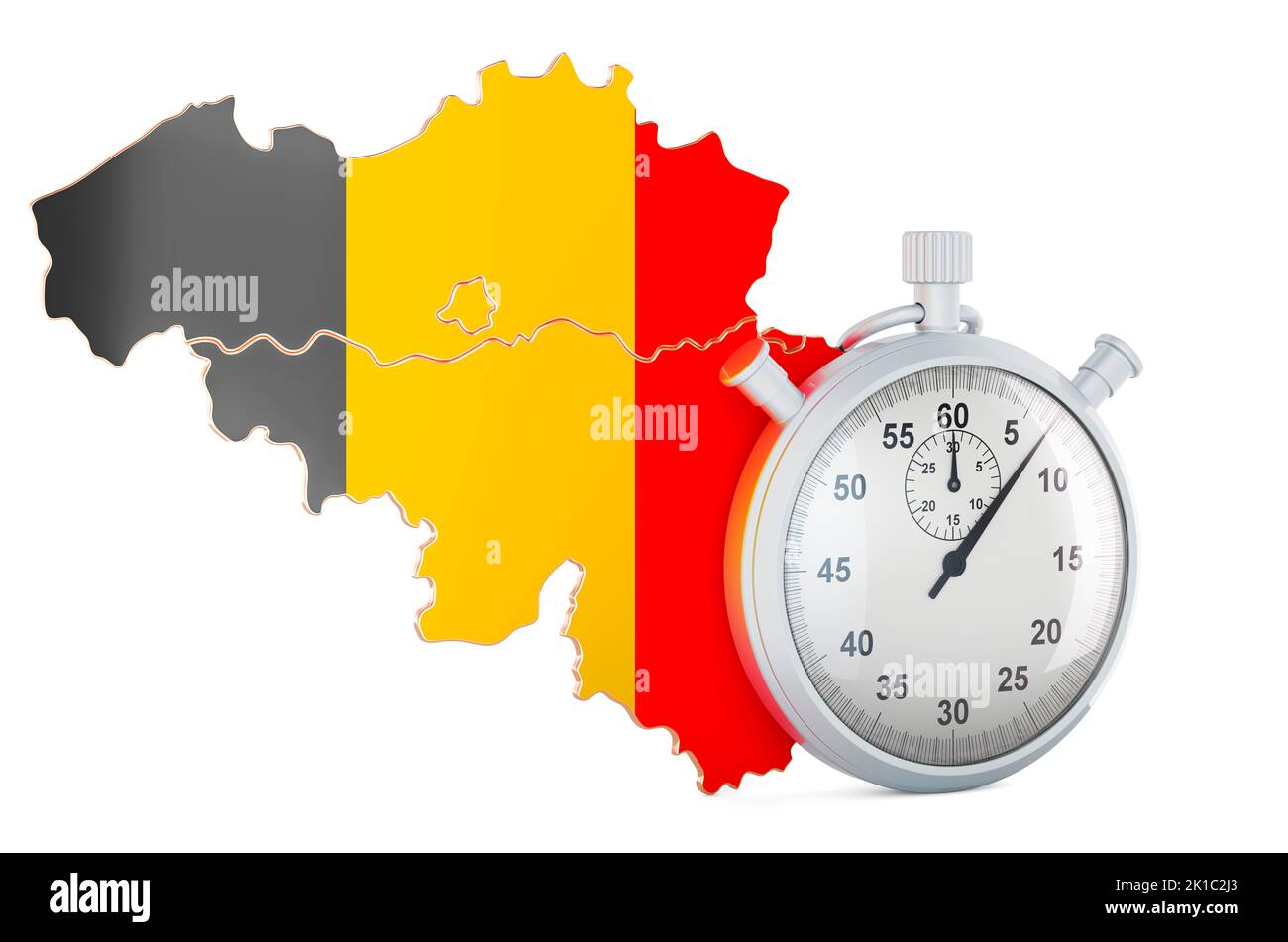 Carte belge avec chronomètre, 3D rendu isolé sur fond blanc Banque D'Images