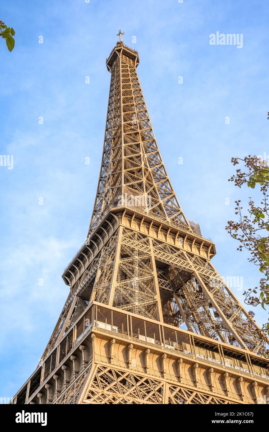 Vue détaillée de la Tour Eiffel, Paris, France Banque D'Images