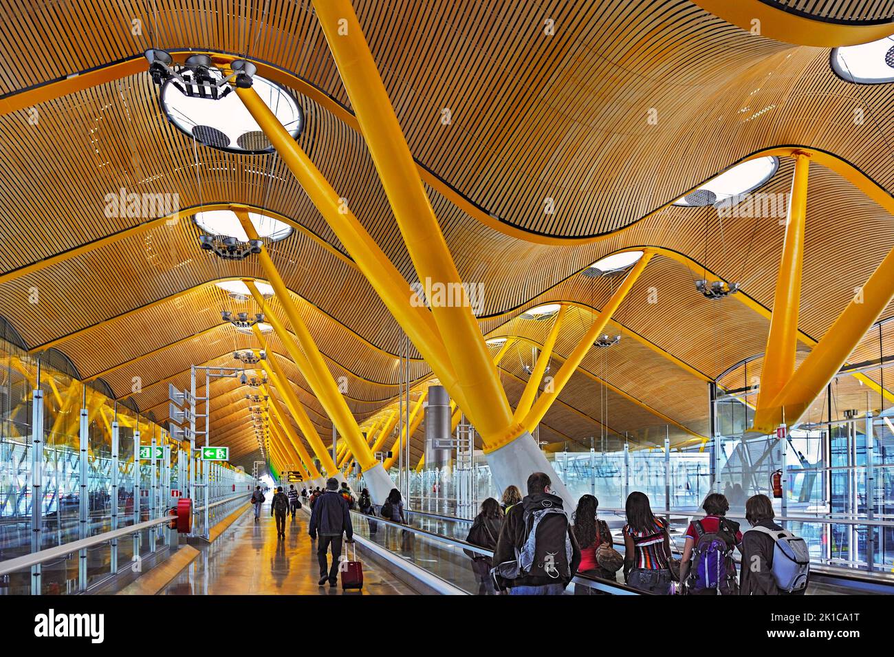 Tapis roulant à l'aéroport de Madrid-Barajas, Madrid, Espagne Banque D'Images
