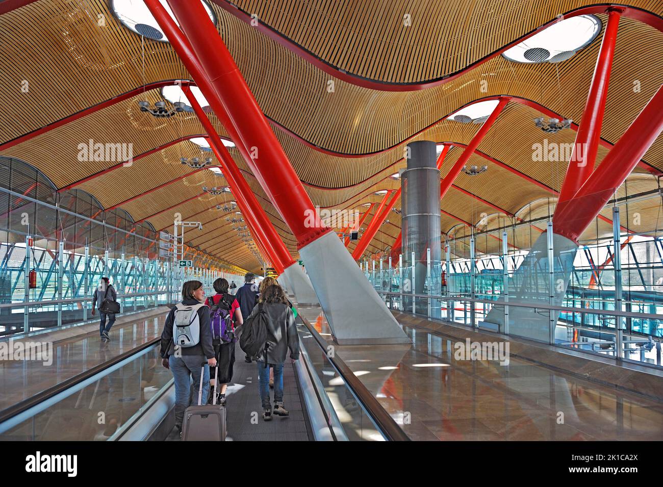 Tapis roulant à l'aéroport de Madrid-Barajas, Madrid, Espagne Banque D'Images