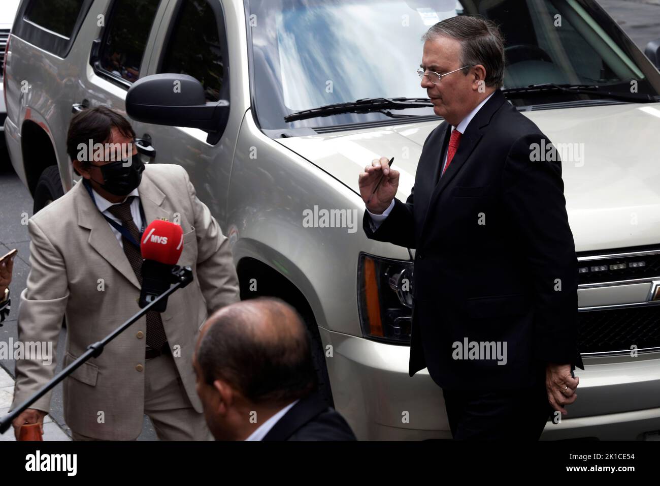 12 septembre 2022, Mexico, Mexique: Marcelo Ebrard, secrétaire mexicain des Affaires étrangères, quitte la rencontre avec le président mexicain Andres Manuel Lopez Obrador au Palais national de Mexico. Sur 12 septembre 2022 à Mexico, Mexique. (Photo de Luis Barron/Eyepix Group). Banque D'Images