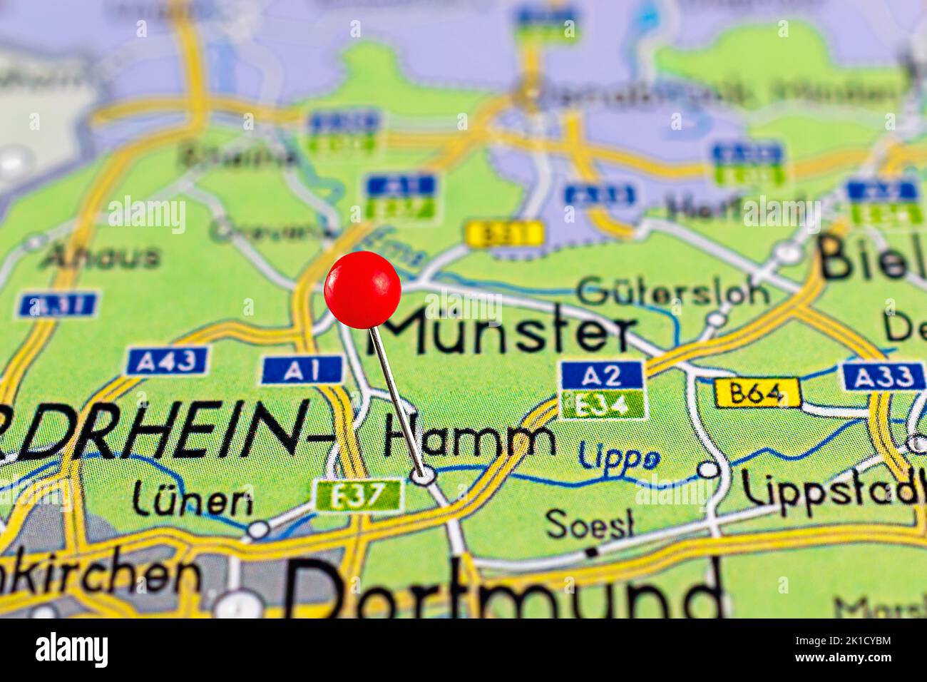 Wie Weit Ist Es Von München Nach Nürnberg Plan de Hamm. Gros plan sur la carte de Hamm avec une épingle rouge