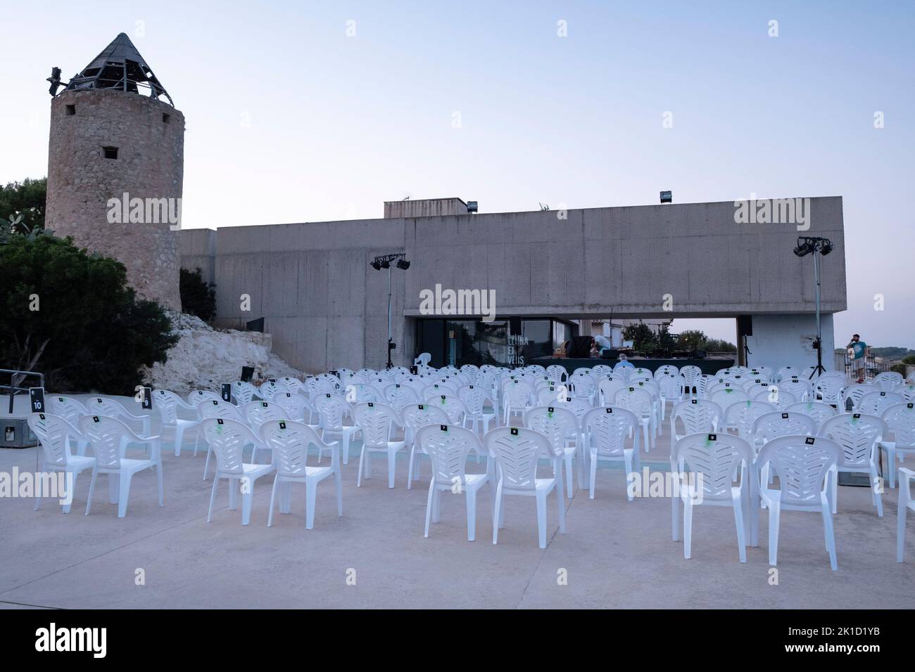 VerdCel, -Alfons Om-. , Terrasse du bâtiment El Molinar, Montuïri, Majorque, Iles Baléares, Espagne. Banque D'Images