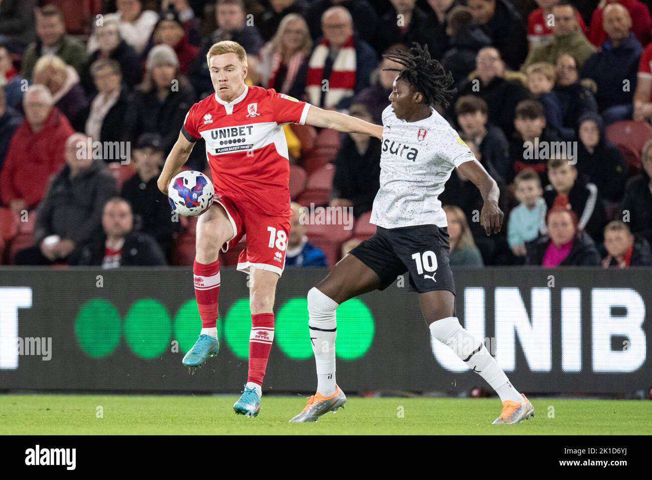 Duncan Watmore #18 de Middlesbrough en action pendant le match de championnat de Sky Bet Middlesbrough vs Rotherham United au stade Riverside, Middlesbrough, Royaume-Uni, 17th septembre 2022 (photo de James Heaton/News Images) Banque D'Images