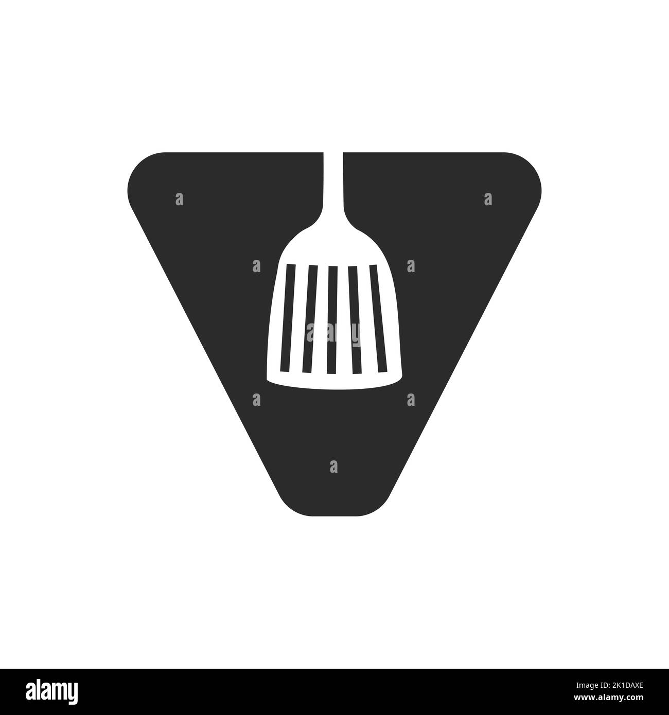 Logo spatule de cuisine lettre V. Logo de la cuisine associé à une spatule de cuisine pour symbole du restaurant Illustration de Vecteur