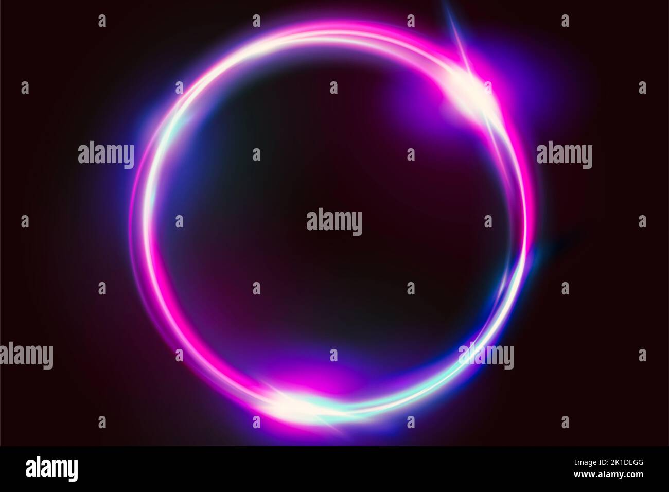 Vector vibrant Neon Circle avec Glow. Cadre rond moderne avec espace vide pour le texte. Boucle néon lumineuse abstraite avec transparence. Éclat coloré, Flare Banque D'Images