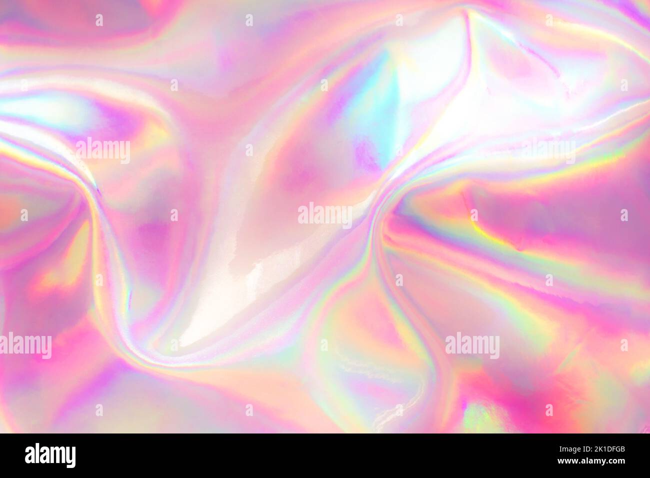Résumé Contexte En holographique à la mode 80s style. Du vrai texture en violet, rose et menthe couleurs avec les rayures et les irrégularités. Synthwave. Vaporw Banque D'Images