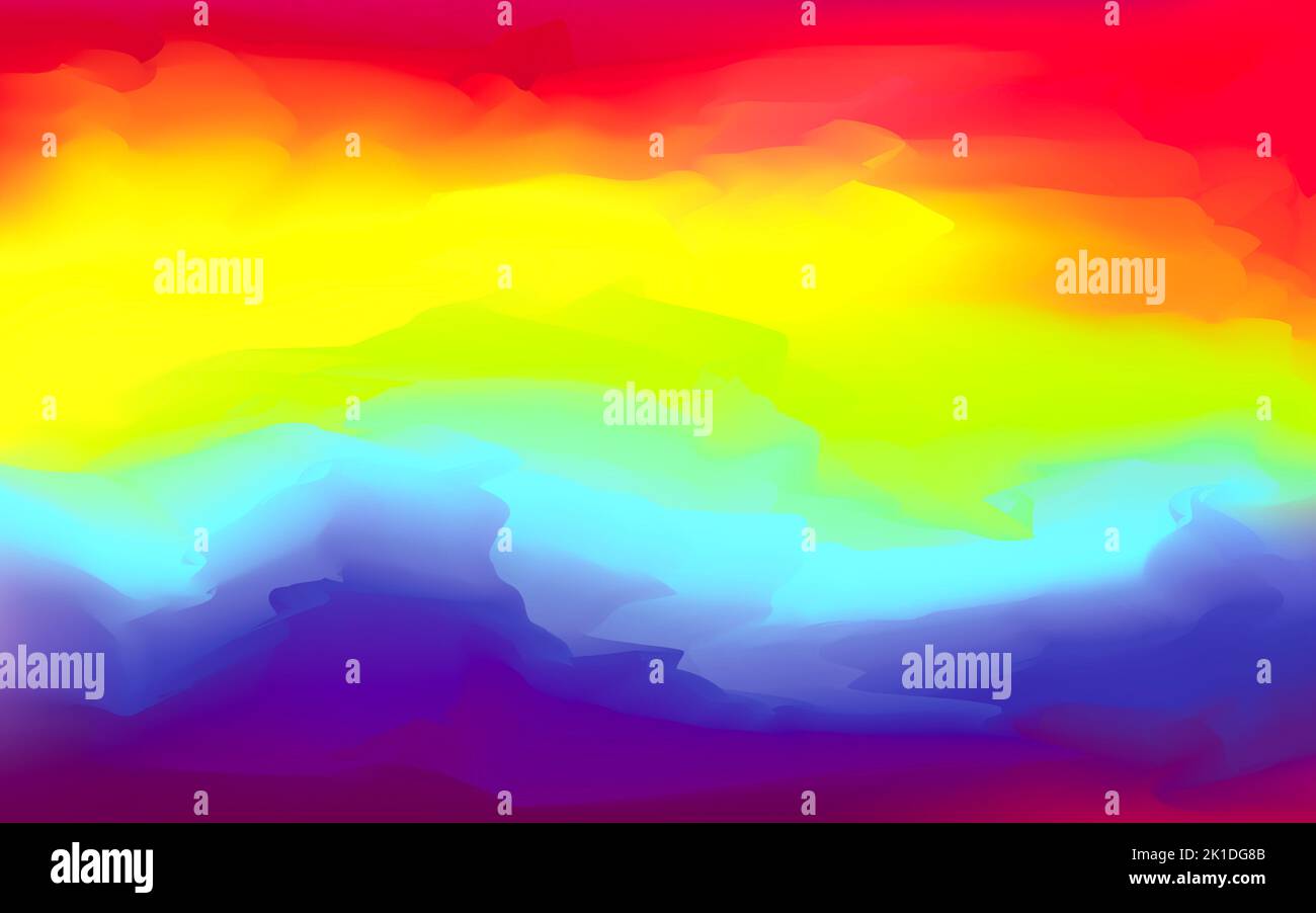Aquarelle vectorielle lumineuse couleurs arc-en-ciel arrière-plan flou. Beau haut en couleur abstrait nature fluide fond d'écran paysage dans le spectre des couleurs pour le web d Banque D'Images