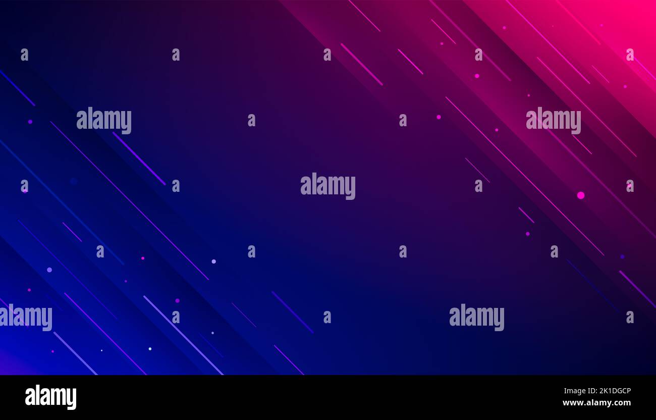 Arrière-plan futuriste abstrait à dégradé bleu foncé et rose violet avec lignes diagonales et point lumineux. Bannière moderne et simple. Peut utiliser Banque D'Images