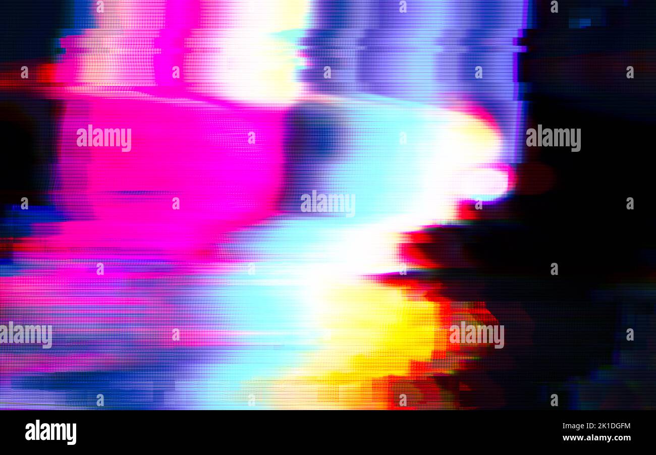 Arrière-plan abstrait bleu, menthe et rose avec effet Digital distordus Motion Glitch entrelacé. Design futuriste de la cyber-punk. Futurisme rétro, webpunk, Banque D'Images