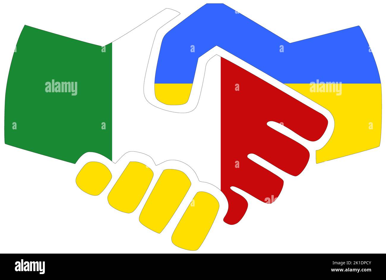 Italie - Ukraine : poignée de main, symbole d'accord ou d'amitié Banque D'Images