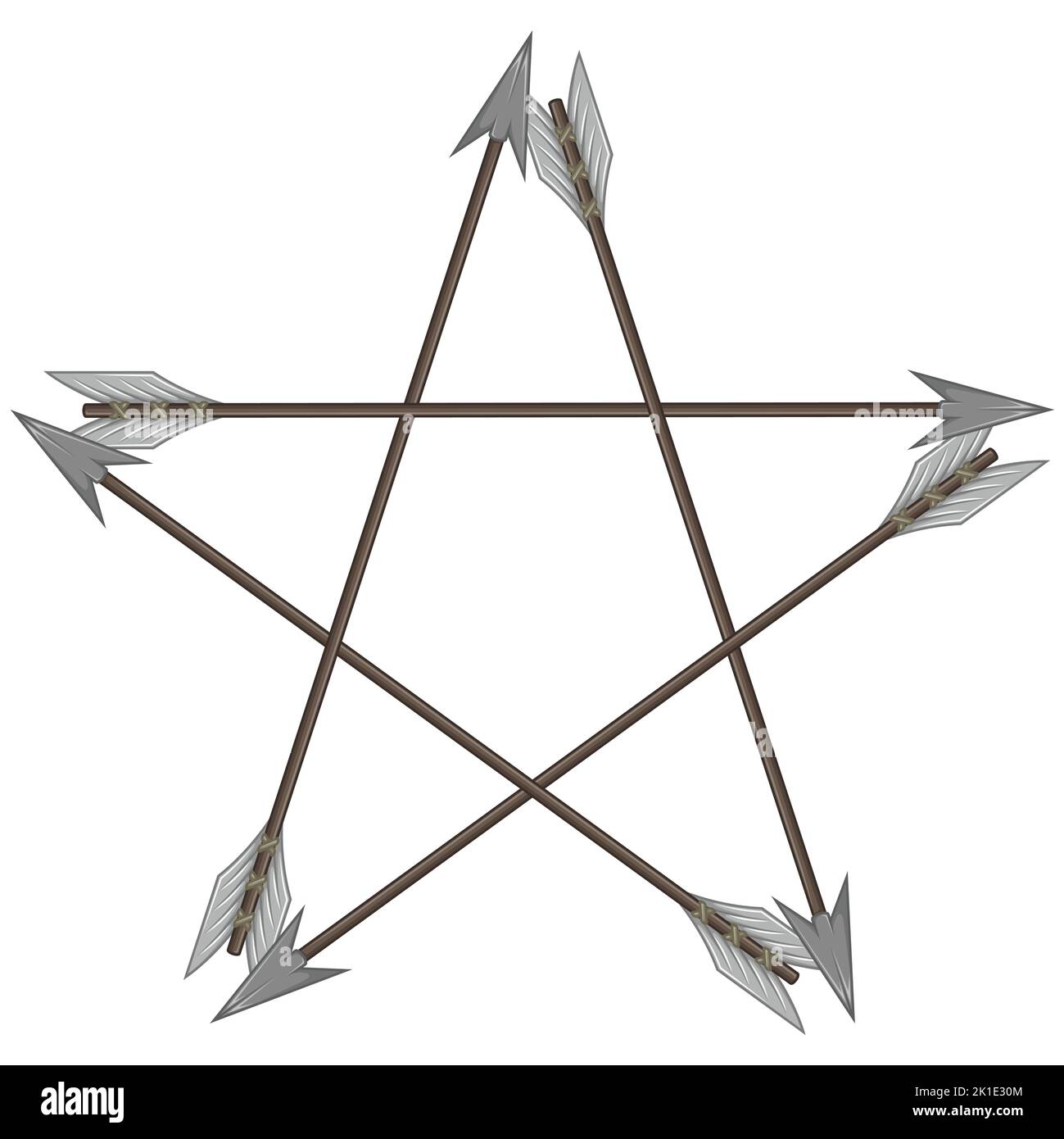Conception vectorielle de cinq flèches formant une étoile, pentagramme avec flèches Illustration de Vecteur