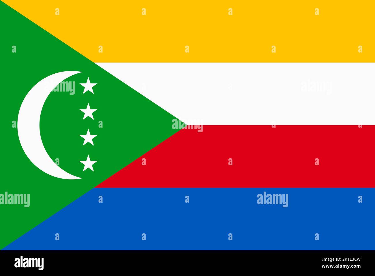 Drapeau des Comores. Bannière nationale et symbole patriotique de l'Union des Comores. Couleurs officielles. Illustration vectorielle plate. Illustration de Vecteur