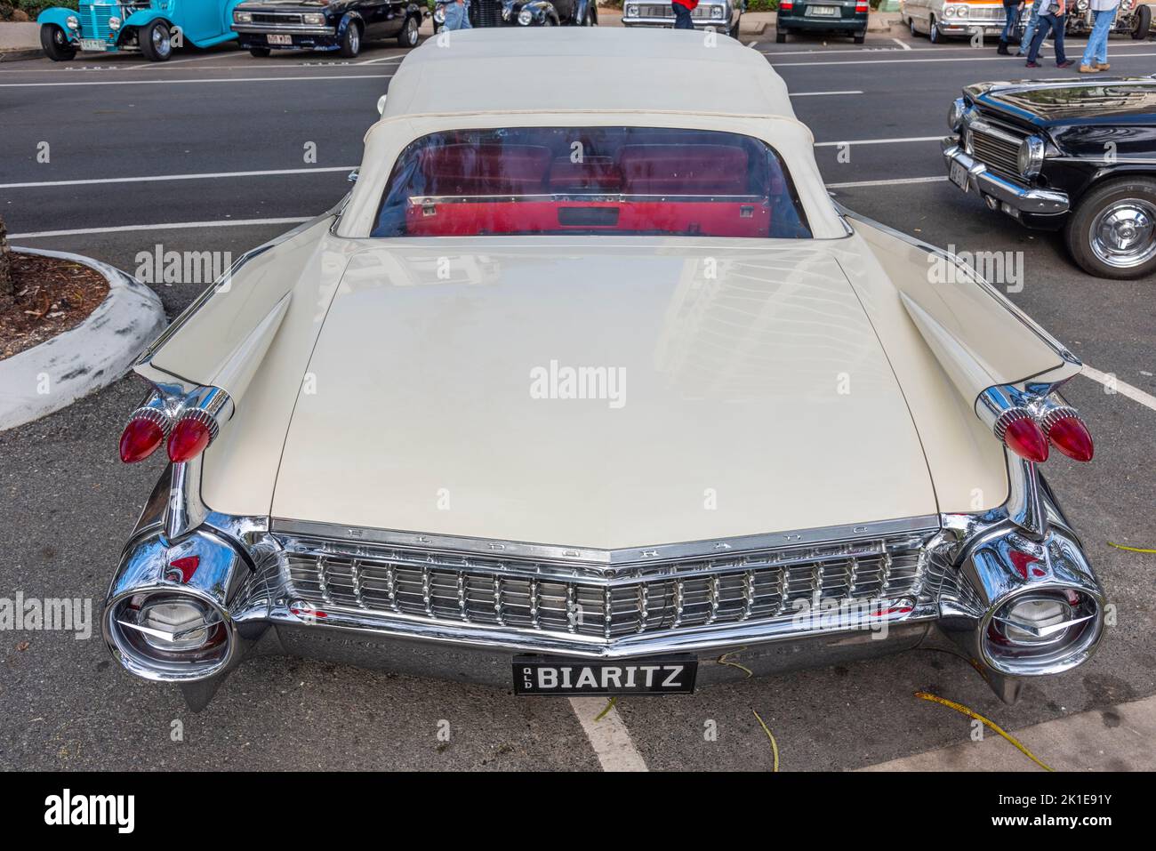 1958 blanc Cadillac Eldorado Biarritz convertible au festival Cooly Rocks on à Coolangatta, Gold Coast, queensland, australie Banque D'Images