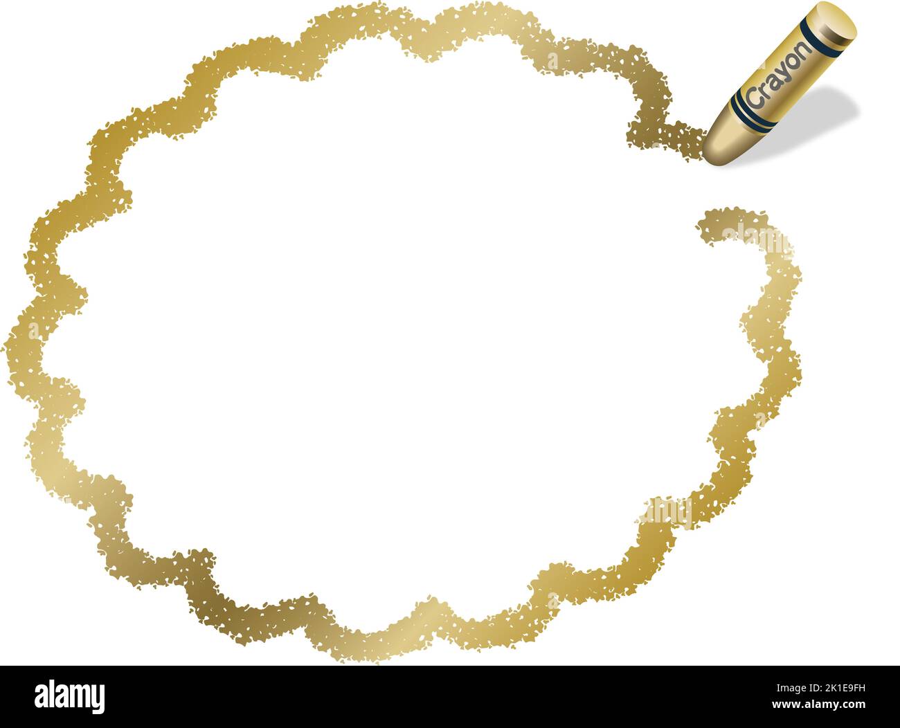 Vector dessin à la main cercle de fleur d'or crayon texture cadre isolé sur Un fond blanc. Illustration de Vecteur