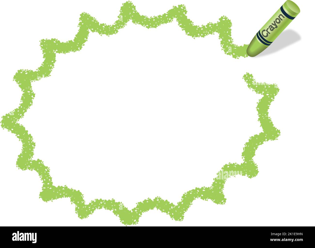 Vecteur tracé à la main Vert dentelé Ellipse cadre de texture de crayon isolé sur Un fond blanc. Illustration de Vecteur