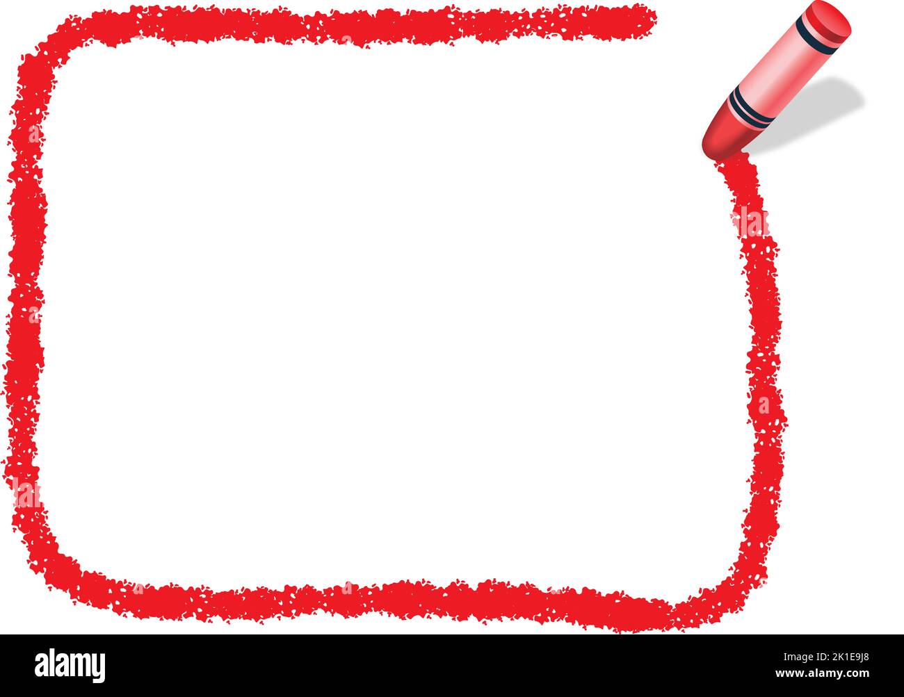 Vecteur tracé à la main Rouge Rectangle cadre de texture de crayon isolé sur Un fond blanc. Illustration de Vecteur