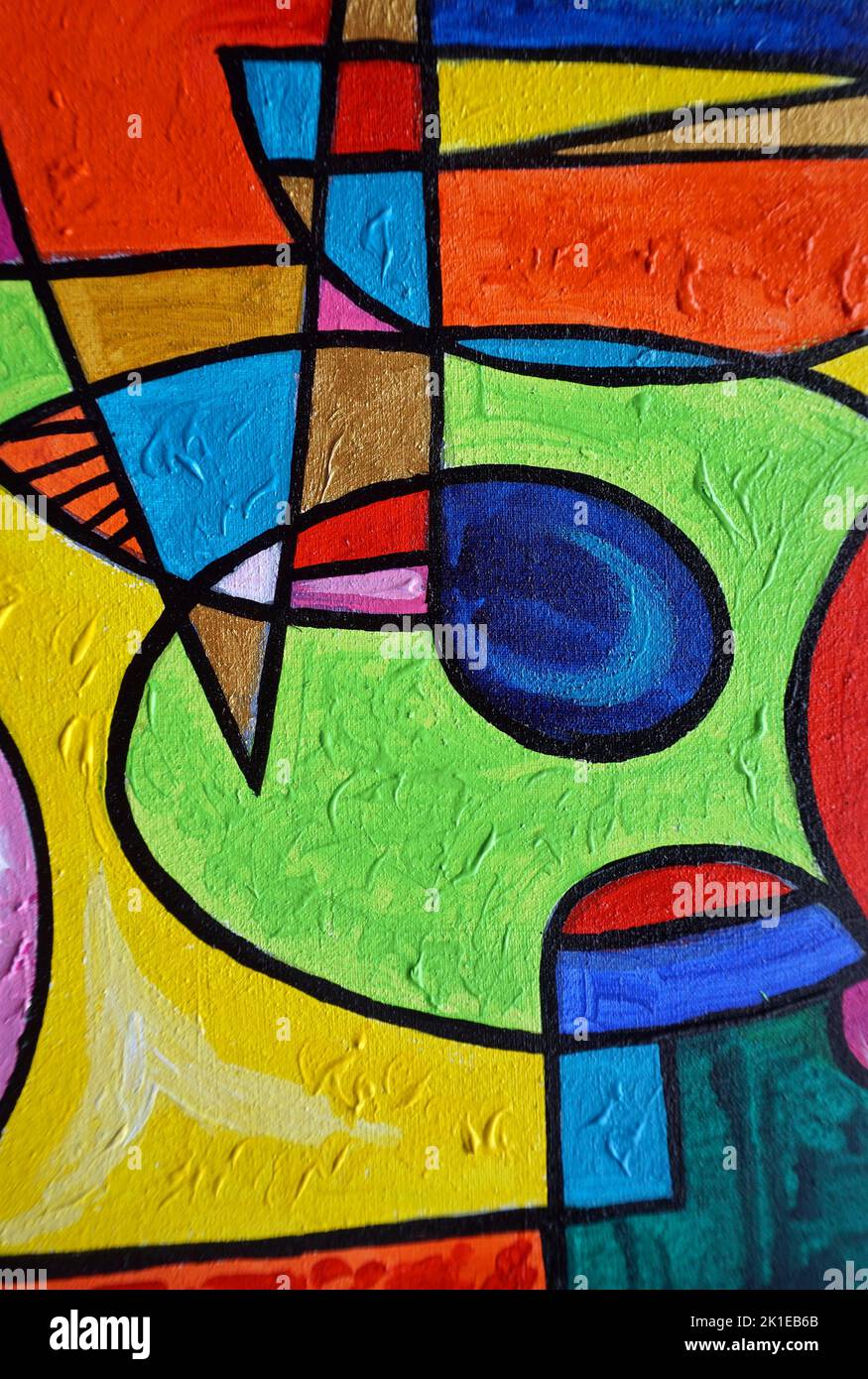 Peinture couleur de l'huile formes géométriques abstraites Banque D'Images