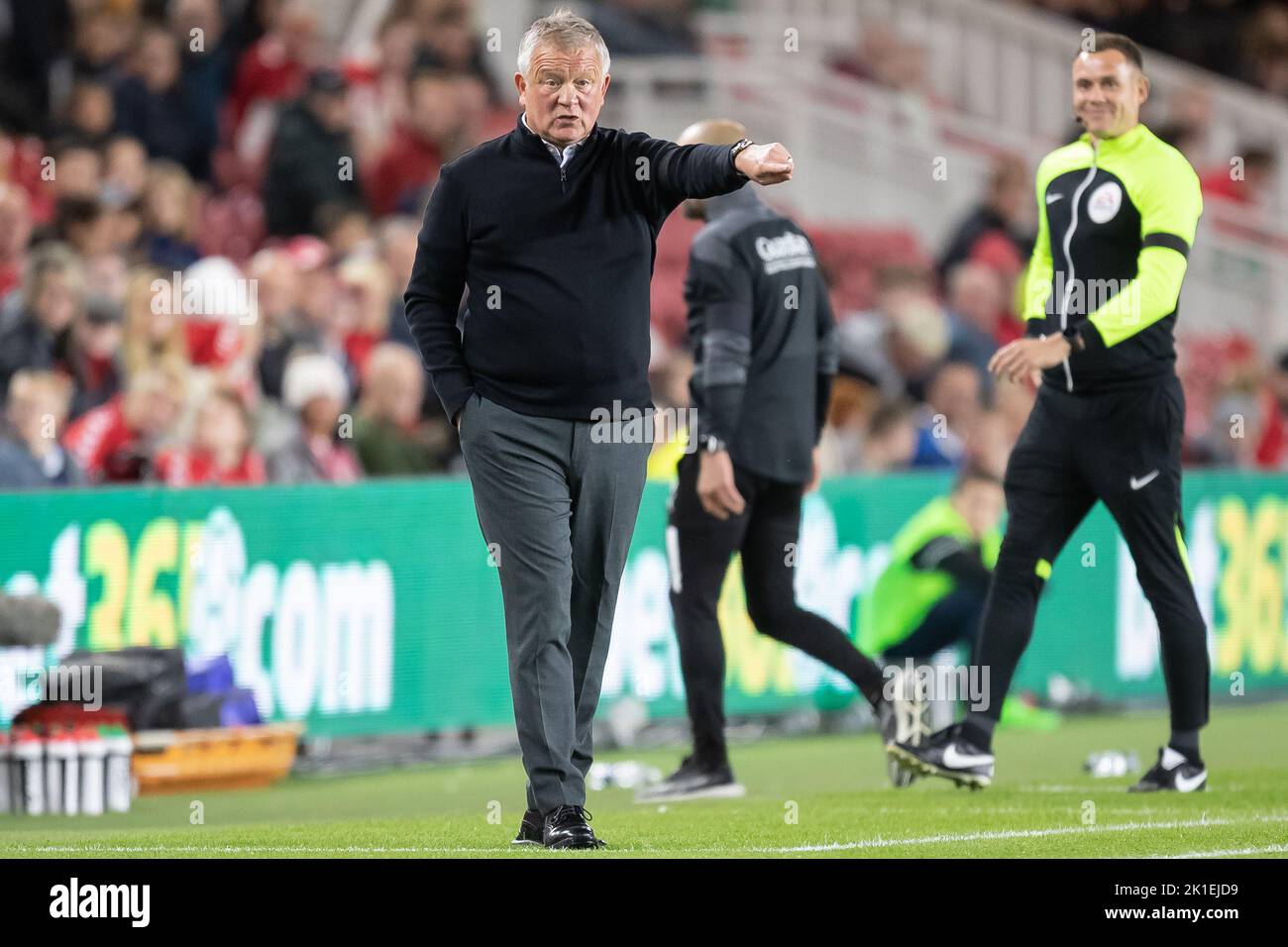 Chris Wilder, directeur de Middlesbrough gestes et réactions pendant le match du championnat Sky Bet Middlesbrough vs Rotherham United au stade Riverside, Middlesbrough, Royaume-Uni, 17th septembre 2022 (photo de James Heaton/News Images) Banque D'Images