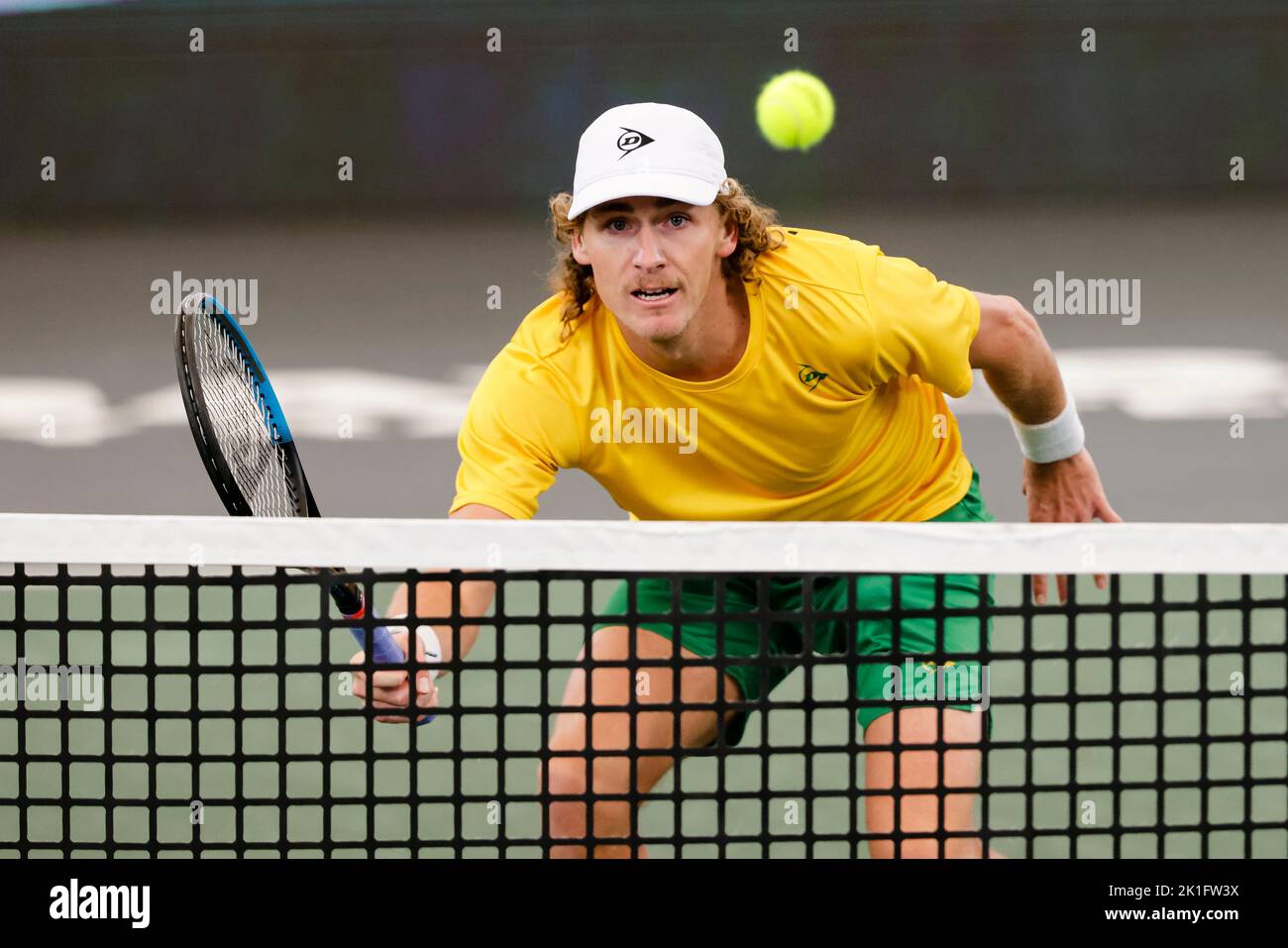 18 septembre 2022, Hambourg: Tennis: Coupe Davis - scène de groupe, hommes, groupe C, scène de groupe, Allemagne - Australie. Struff (Allemagne) - Purcell (Australie). Max Purcell en action. Photo: Frank Molter/dpa Banque D'Images