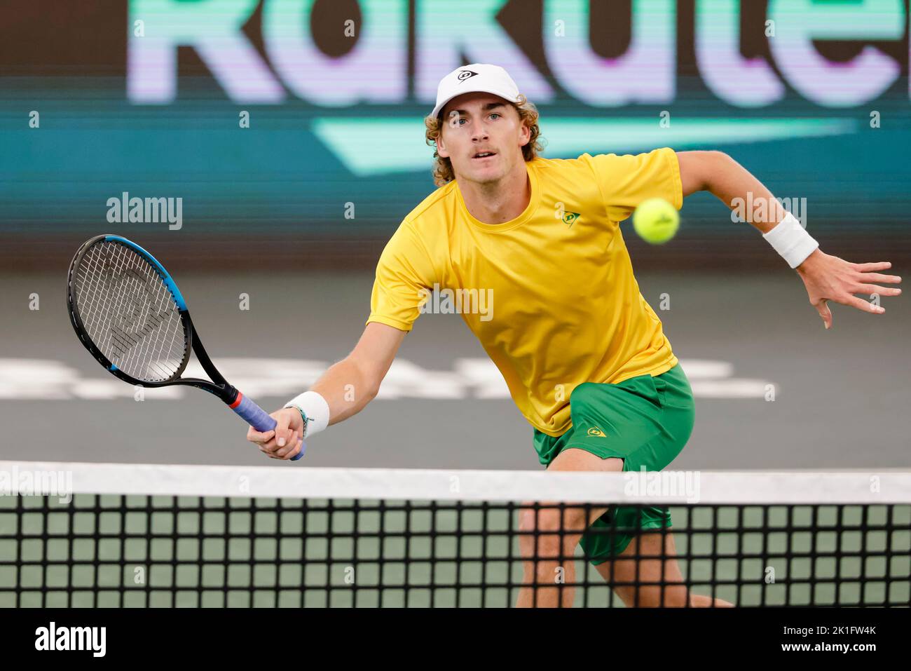 18 septembre 2022, Hambourg: Tennis: Coupe Davis - scène de groupe, hommes, groupe C, scène de groupe, Allemagne - Australie. Struff (Allemagne) - Purcell (Australie). Max Purcell en action. Photo: Frank Molter/dpa Banque D'Images