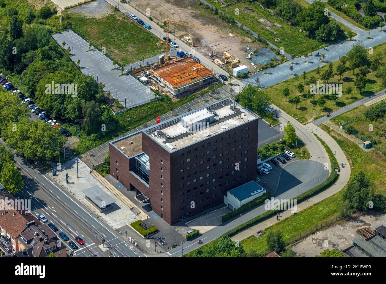 Vue aérienne, Westpark avec maison de siècle, Kruppwerke, Bochum, région de la Ruhr, Rhénanie-du-Nord-Westphalie, Allemagne, DE, Europe, Photographie aérienne, vue d'ensemble, Bi Banque D'Images