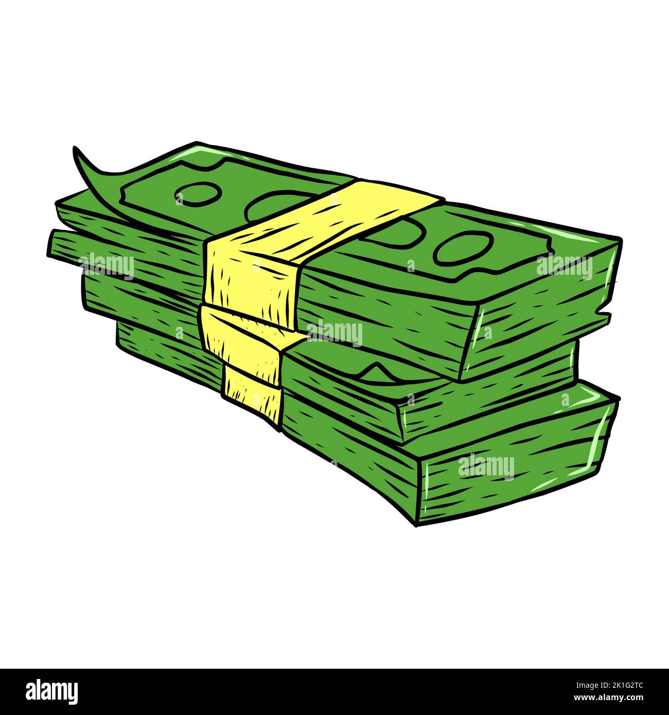 Concept financier coloré de la pile d'argent avec des billets de dollars dans le style vintage illustration de vecteur isolé Banque D'Images