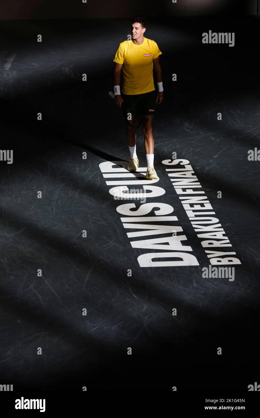 Hambourg, Allemagne, 18th septembre 2022. Thanasi Kokkinakis, originaire d'Australie, est en action lors du match de groupe entre l'Allemagne et l'Australie lors de la finale de la coupe Davis 2022 à Hambourg, en Allemagne. Crédit photo: Frank Molter/Alamy Live News Banque D'Images