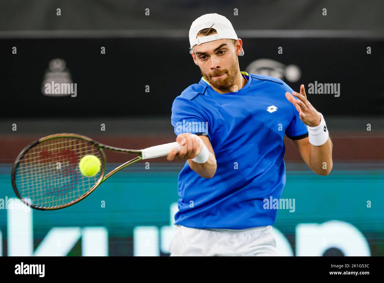 Hambourg, Allemagne, 15th septembre 2022. Benjamin Bonzi, de France, est en action lors de la finale de la coupe Davis 2022 à Hambourg, en Allemagne. Crédit photo: Frank Mo Banque D'Images