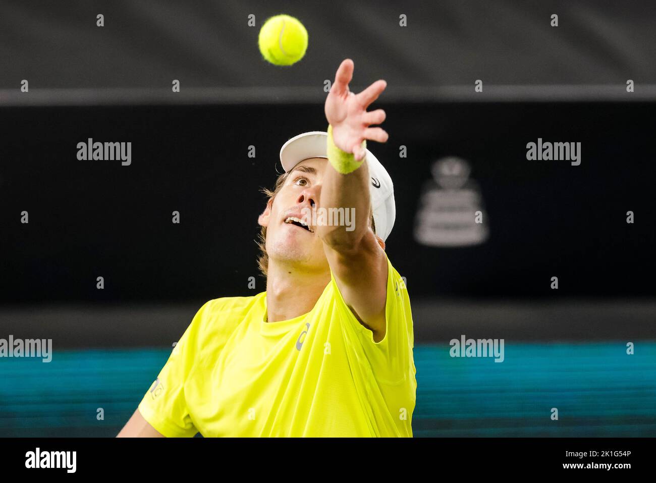 Hambourg, Allemagne, 15th septembre 2022. Alex de Minaur, d'Australie, est en action lors de la finale de la coupe Davis 2022 à Hambourg, en Allemagne. Crédit photo: Frank Banque D'Images