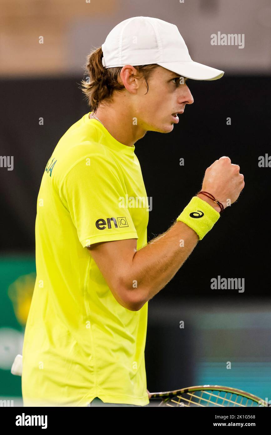 Hambourg, Allemagne, 15th septembre 2022. Alex de Minaur, d'Australie, est en action lors de la finale de la coupe Davis 2022 à Hambourg, en Allemagne. Crédit photo: Frank Banque D'Images