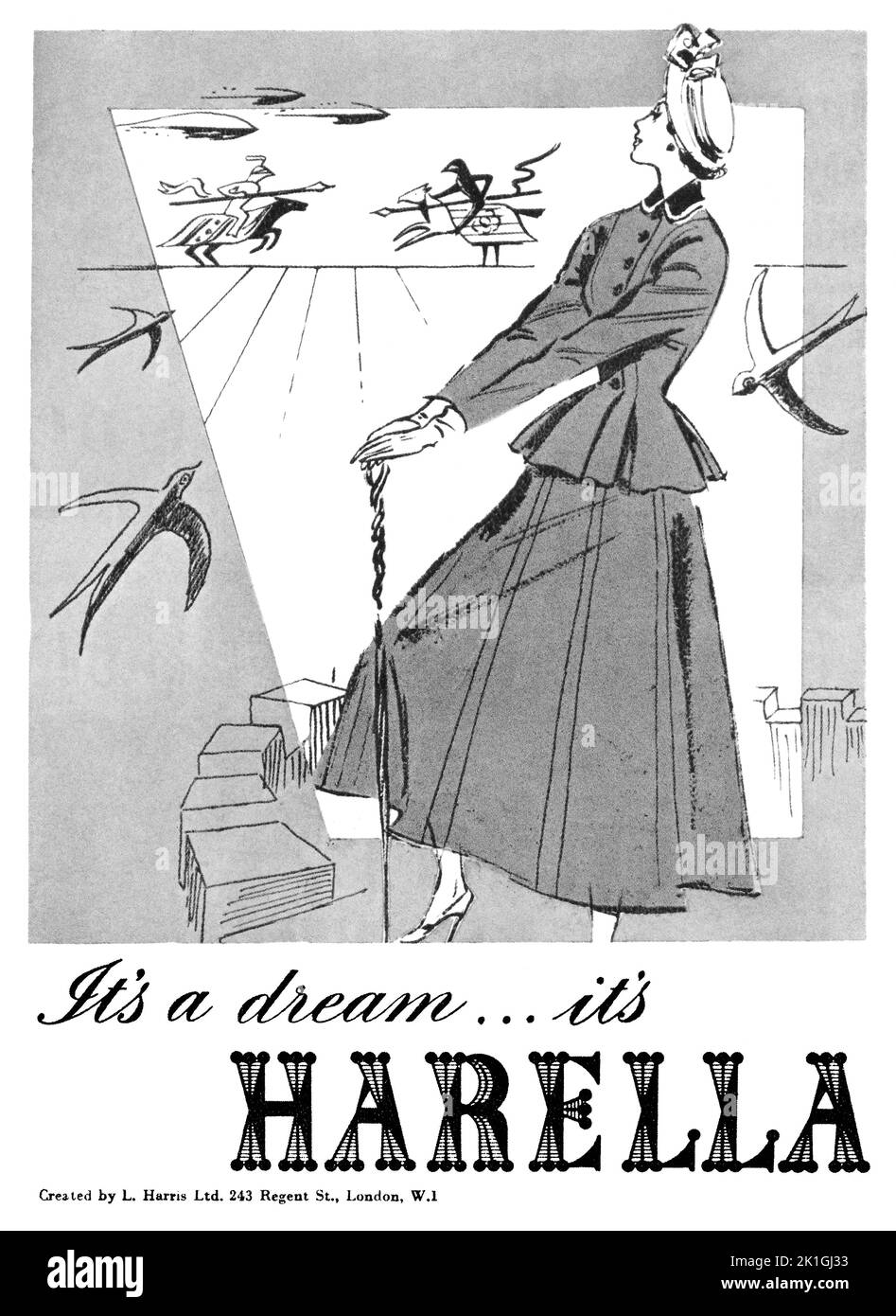 1948 publicité de mode britannique pour vêtements pour femmes Harella. Banque D'Images