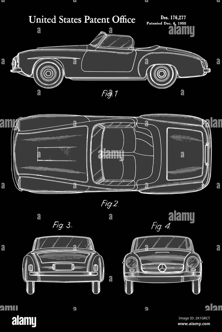 Mercedes-Benz 1955 Classic car verni Illustration de Vecteur