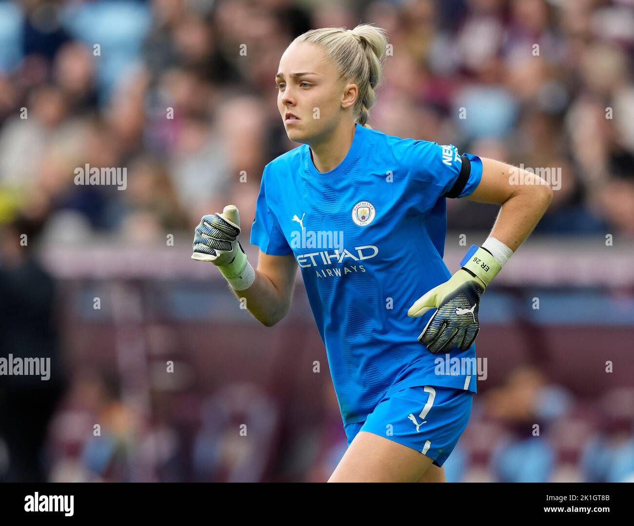 Birmingham, Angleterre, le 18th septembre 2022. Ellie Roebuck de Manchester City pendant le match de la Super League féminine de la FA à Villa Park, Birmingham. Le crédit photo devrait se lire: Andrew Yates / Sportimage Banque D'Images