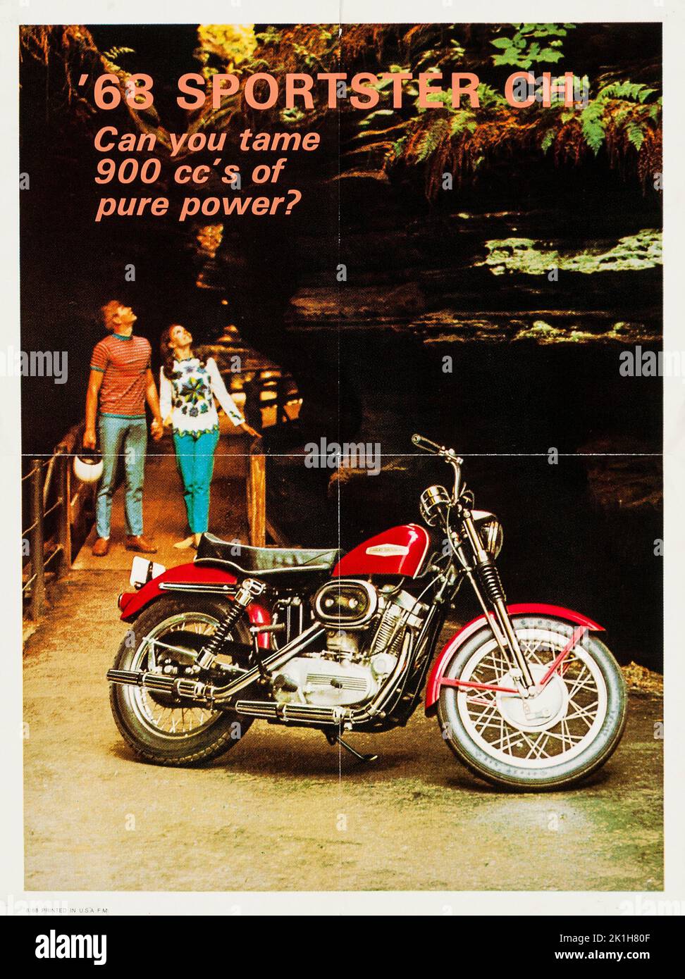 Sportster 1968 (Harley Davidson, 1968). Affiche publicitaire - 900 cc Banque D'Images