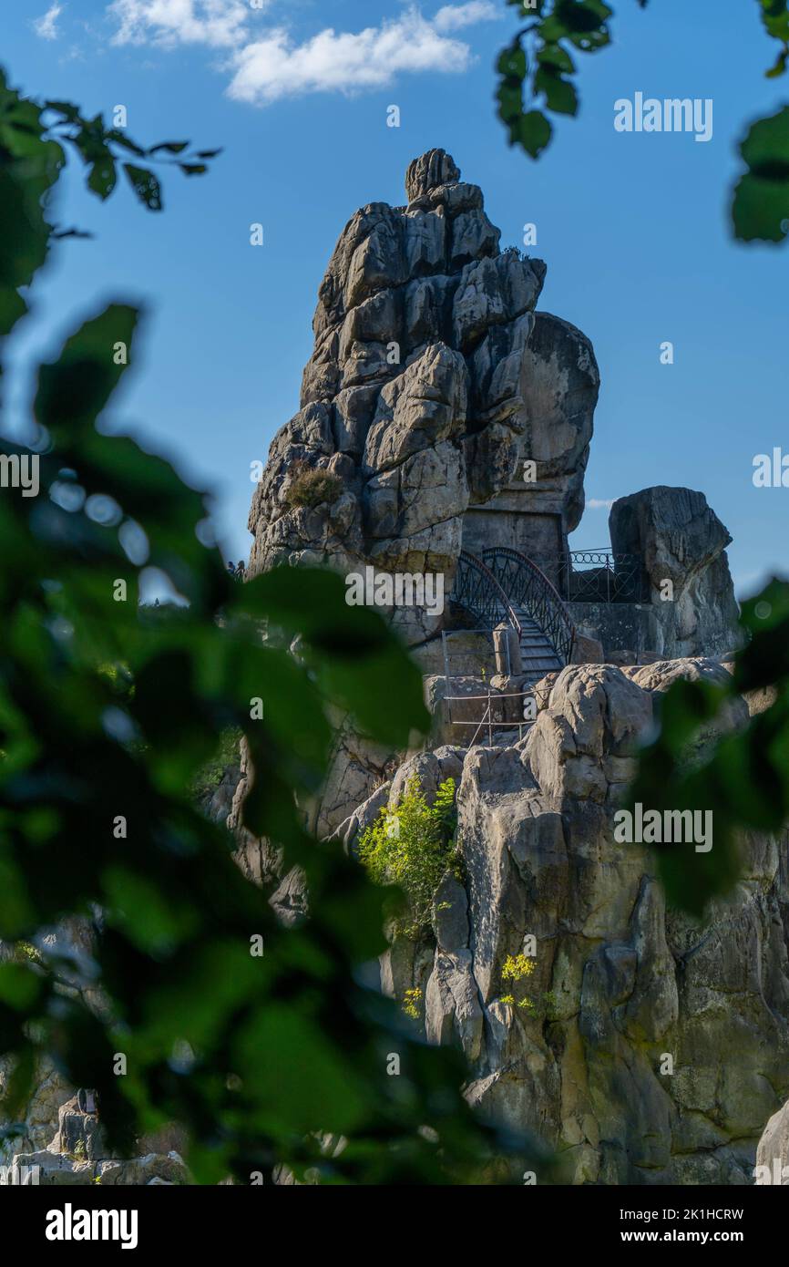 Rock formation Externsteine dans Horn Bad Meinberg, Allemagne Banque D'Images