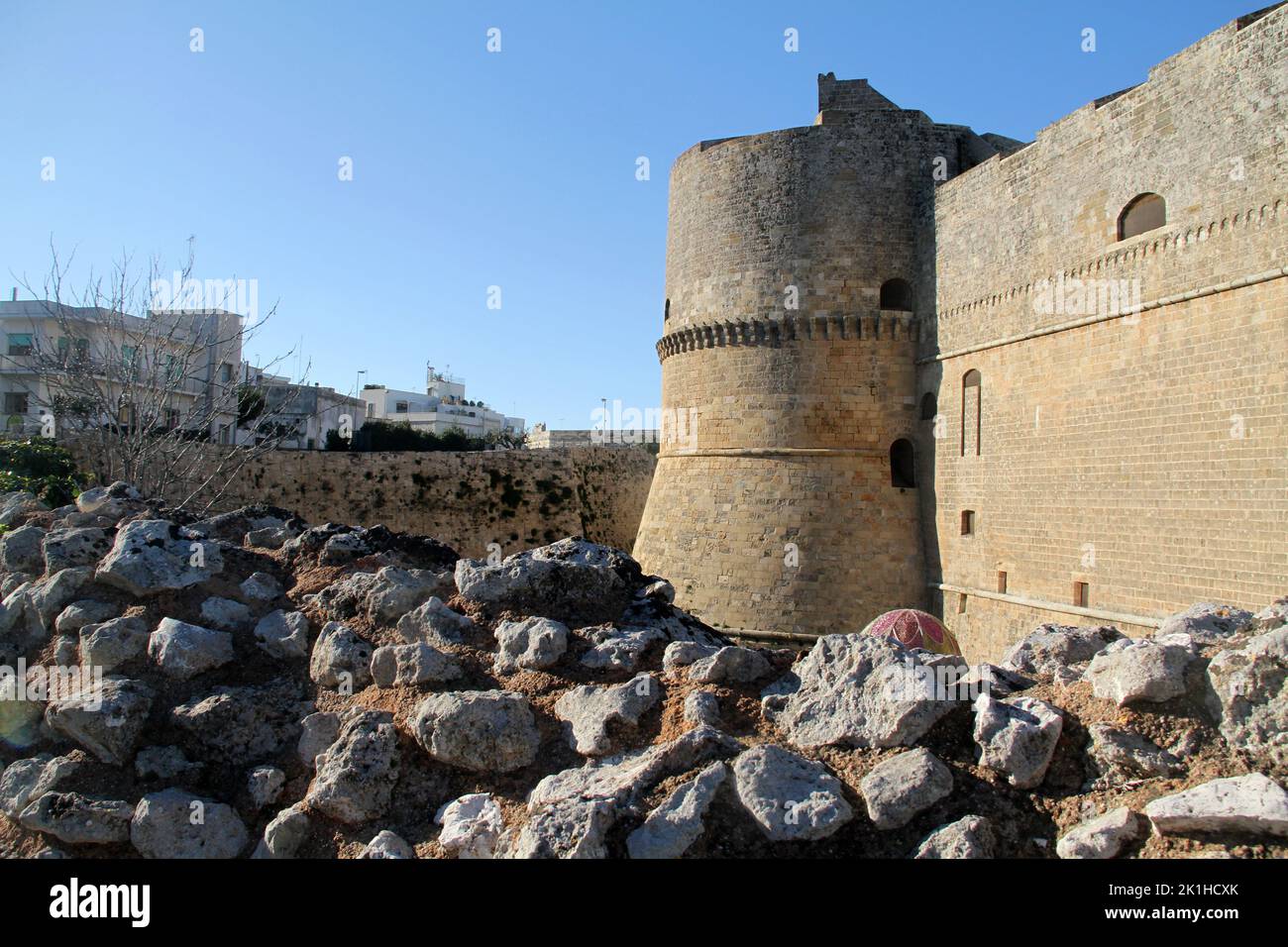 Otranto, Italie. Le château aragonais datant de 15th ans. Banque D'Images