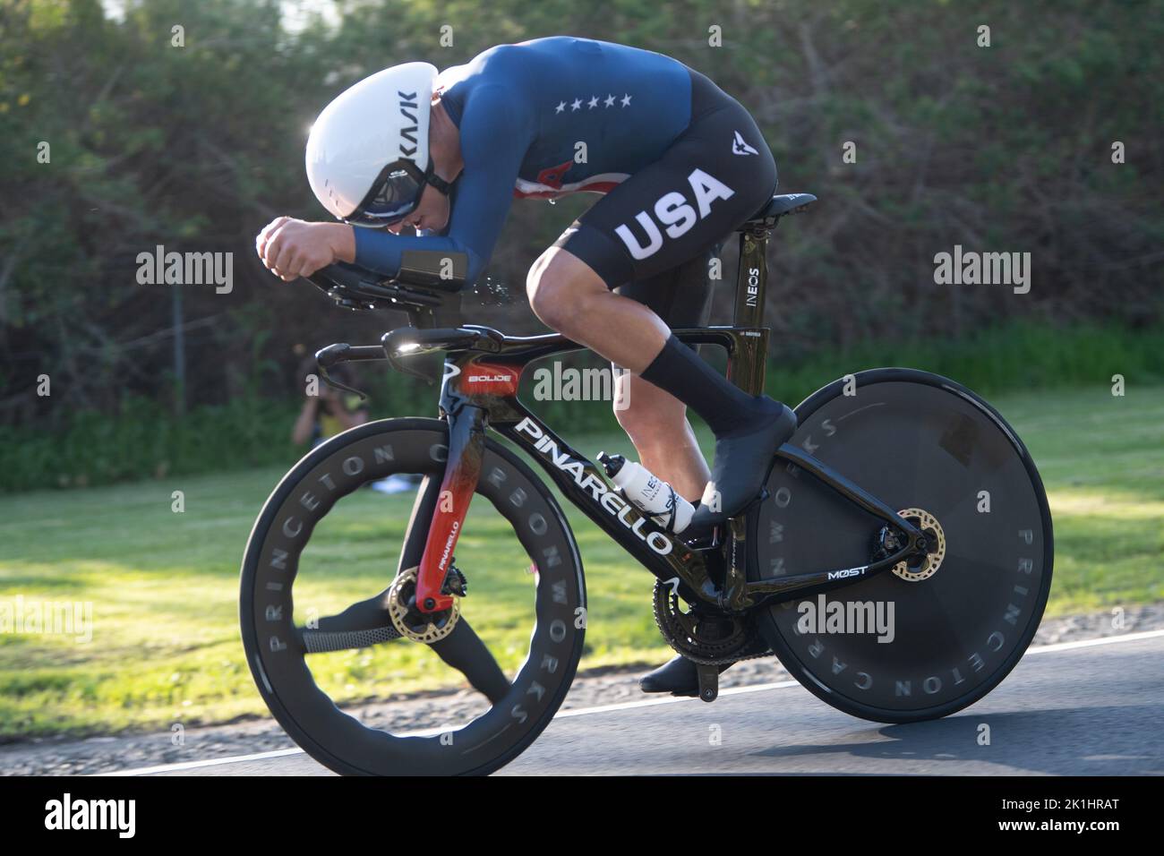 Magnus Sheffield, des États-Unis, lors de l'épreuve d'élite masculine aux Championnats du monde de cyclisme sur route UCI 2022 à Wollongong, en Australie Banque D'Images
