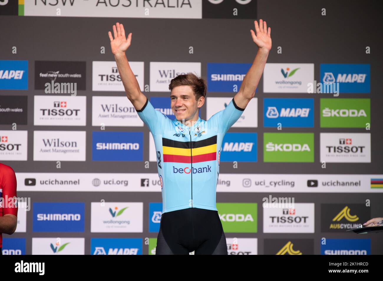 Remco Evenepoel de Belgique, médaillé de bronze à l'épreuve individuelle d'élite des hommes aux Championnats du monde de cyclisme sur route UCI 2022. Banque D'Images