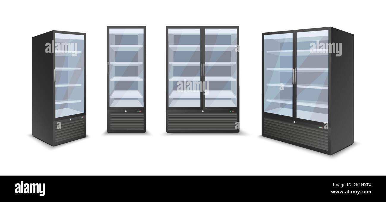 Vue latérale avant du réfrigérateur pour boissons Illustration de Vecteur
