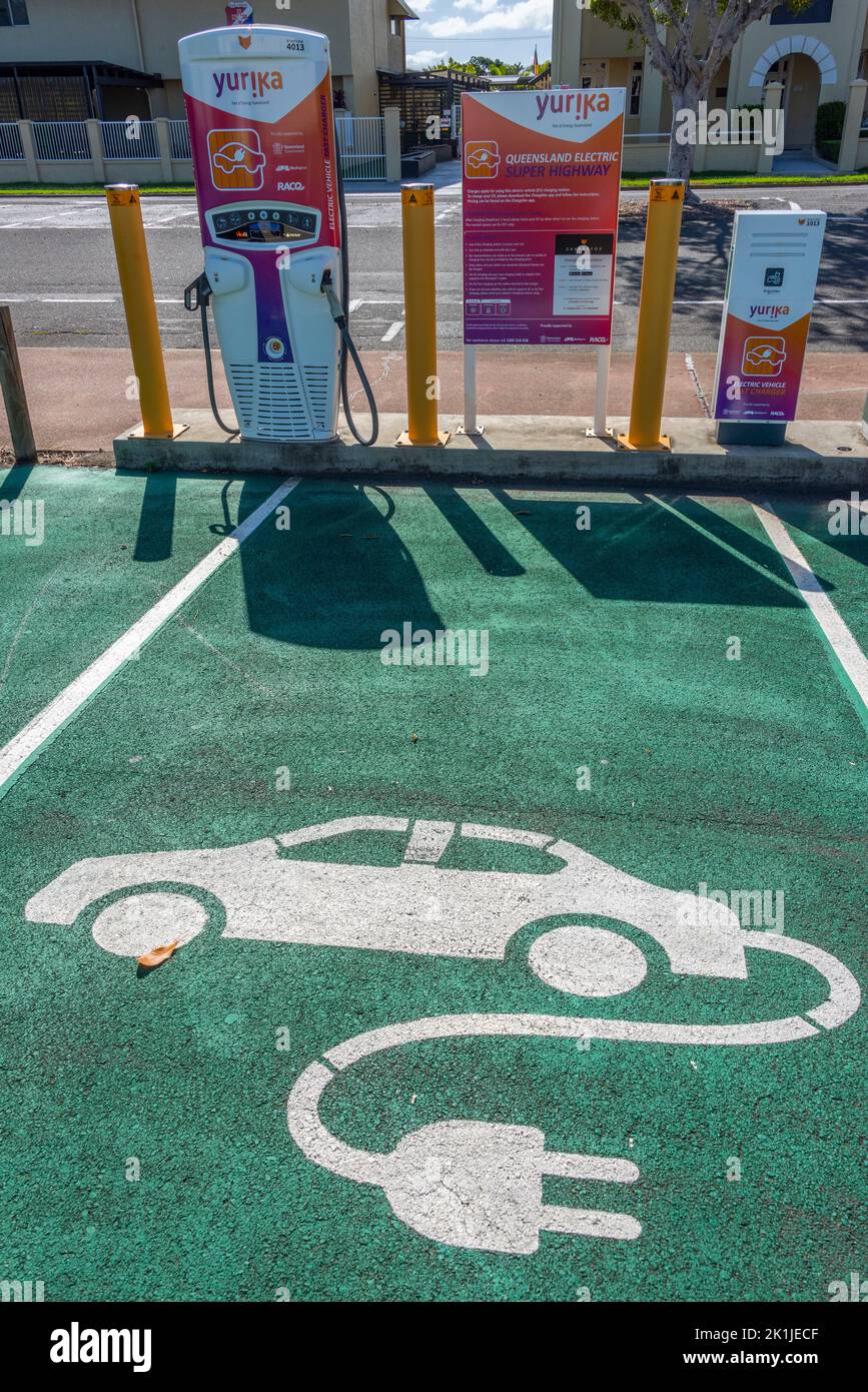 Station de charge pour véhicule électrique chargefox à Mackay City, Queensland, Australie Banque D'Images