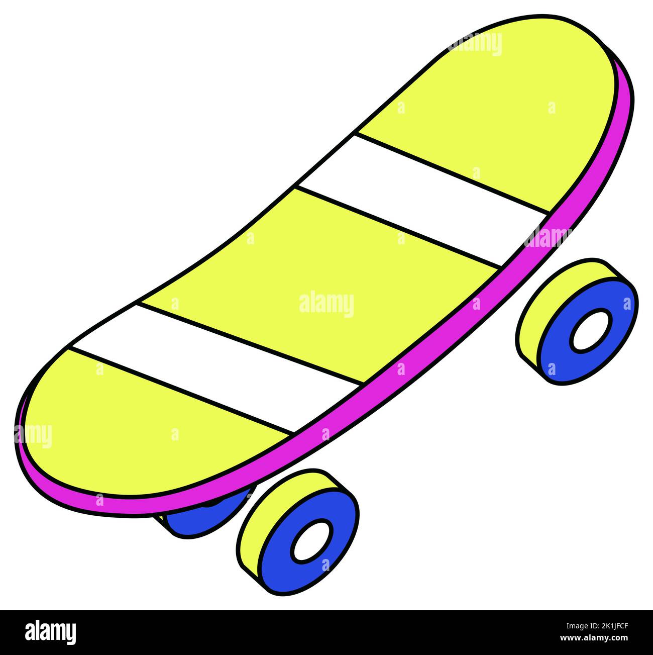 Passe-temps de patinage, autocollant 90s pour skateboard sur roues Illustration de Vecteur