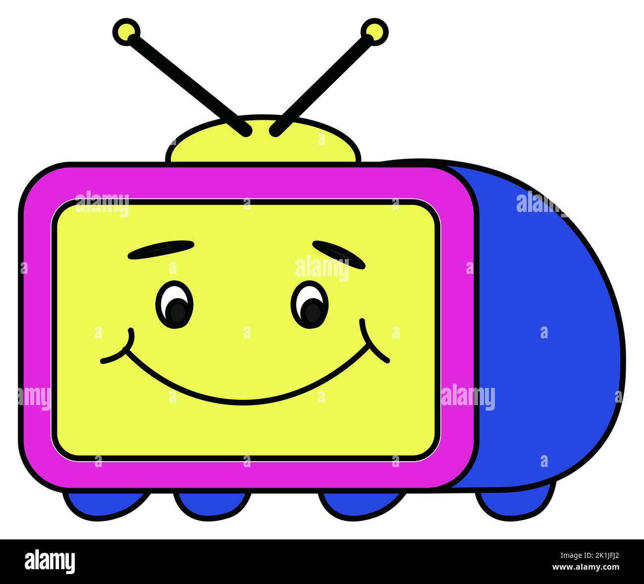 OldSchool téléviseur, personnage de télévision souriant 90s Illustration de Vecteur