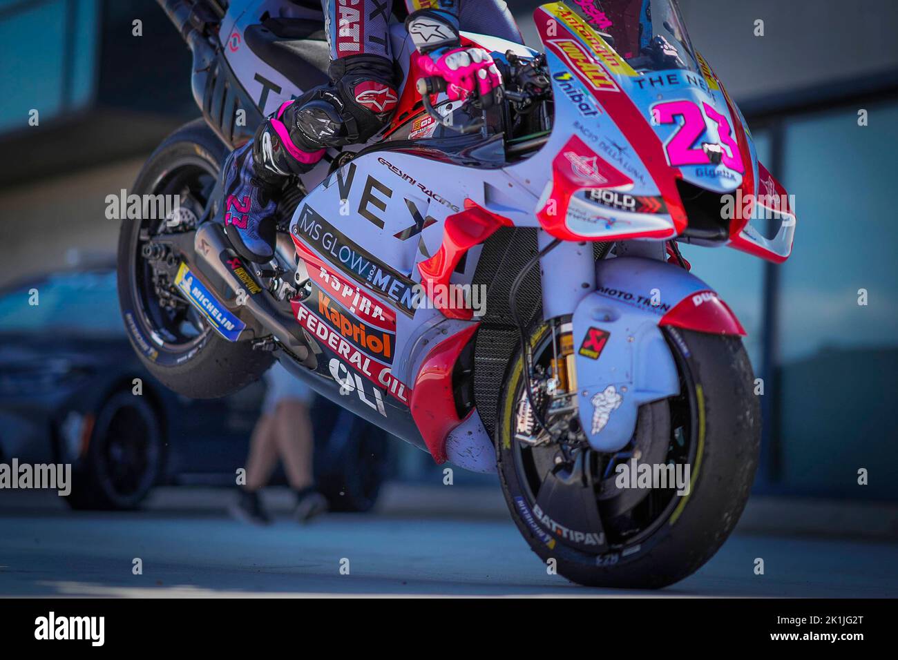 Aragon, Espagne. 18th septembre 2022. Courses de la marque Animoca Grand Prix d'Aragon de MotoGP au circuit Motorland. Aragon, 18 septembre 2022 en photo: Italie Enea Bastianini Carreras del Gran Premio Animoca marque de MotoGP de Aragon en el circuito de Motorland. Aragon 18 de Septiembre de 2022 POOL/ MotoGP.com/Cordon les images de presse seront à usage éditorial exclusif. Crédit obligatoire: © motogp.com crédit: CORMON PRESSE/Alay Live News Banque D'Images