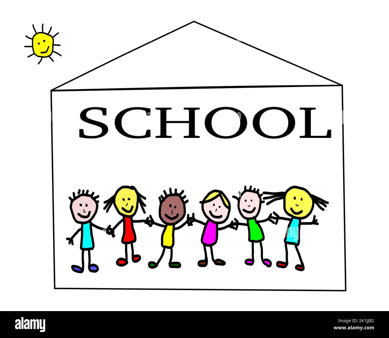 Dessin pour enfants - carte de greetig de concept de rentrée Banque D'Images